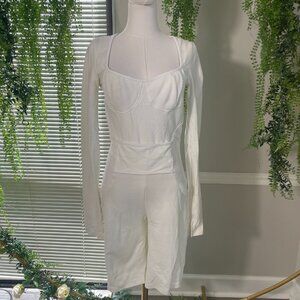 Maniere De Voir | White Pleated Bandage Playsuit Romper